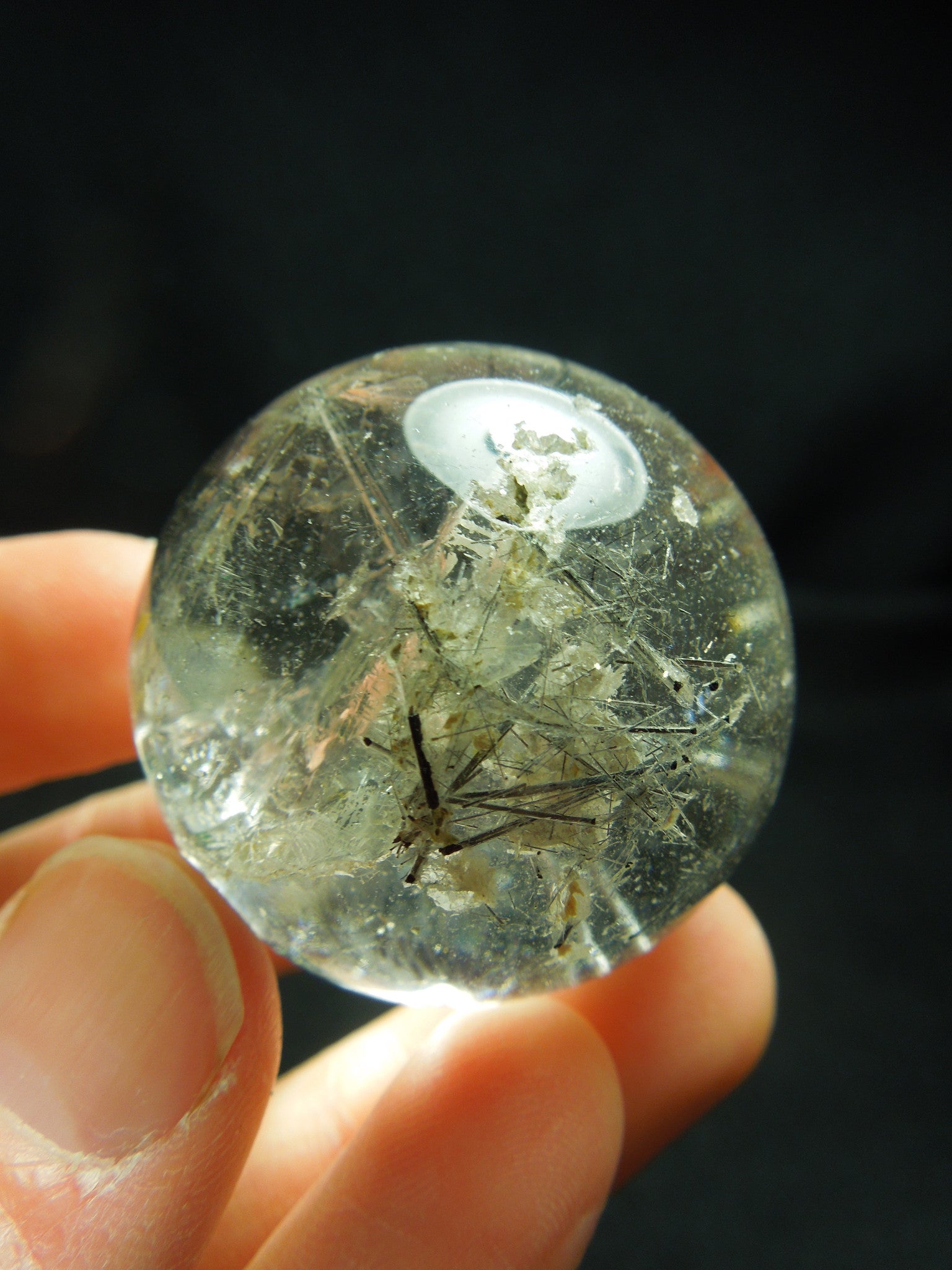 Tourmalinated Quartz Sphere