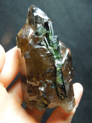 Smoky Cayhedral Quartz w/ Green Tourmaline