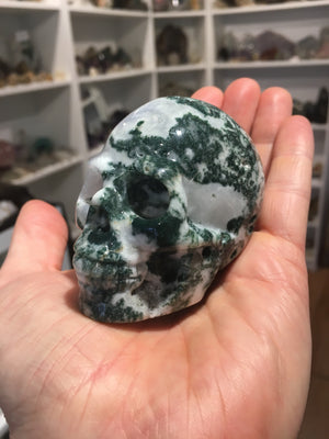 Moss Agate Skull