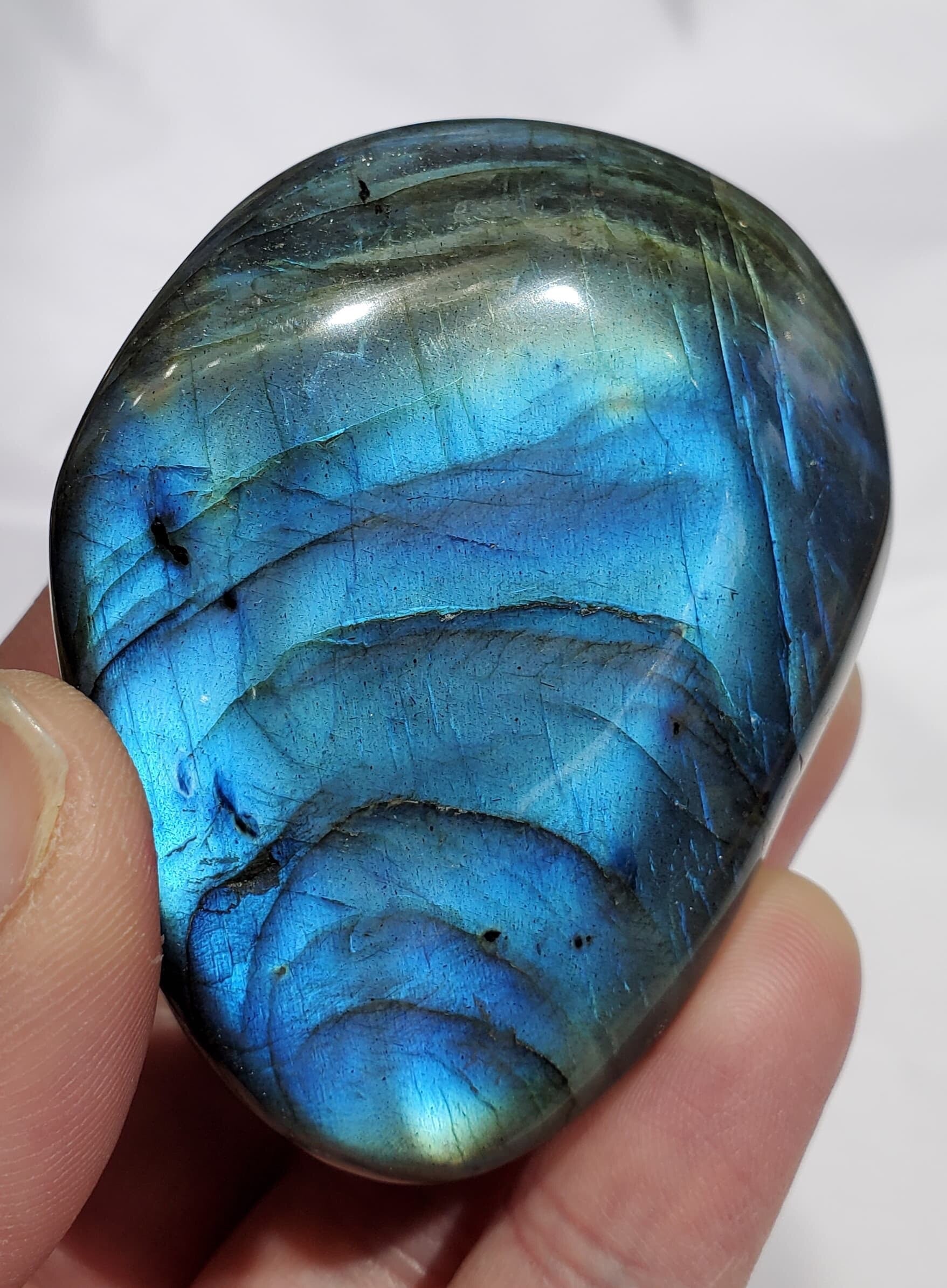 Electric Blue Labradorite Palm Stone, Madagascar