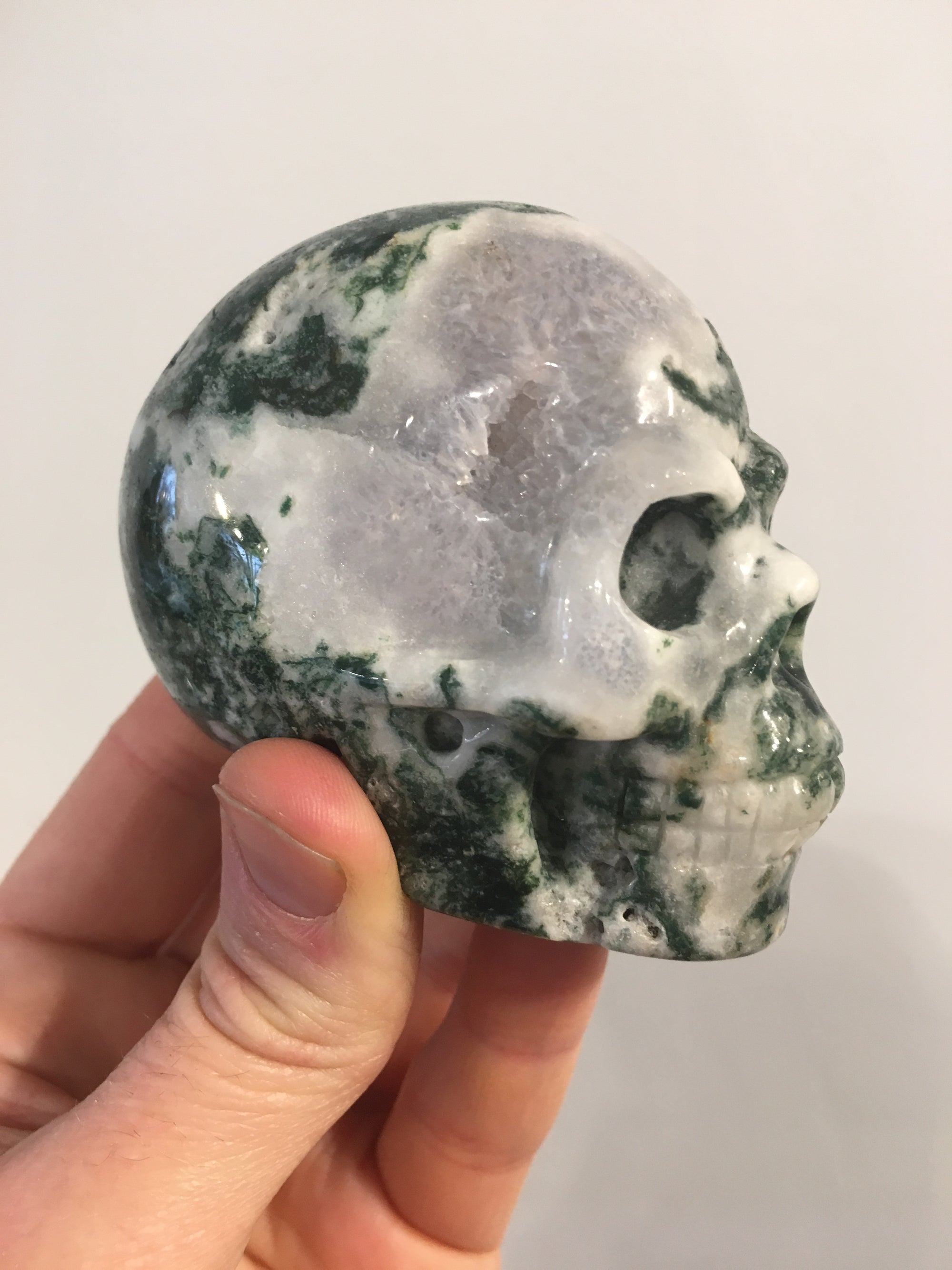 Moss Agate Skull