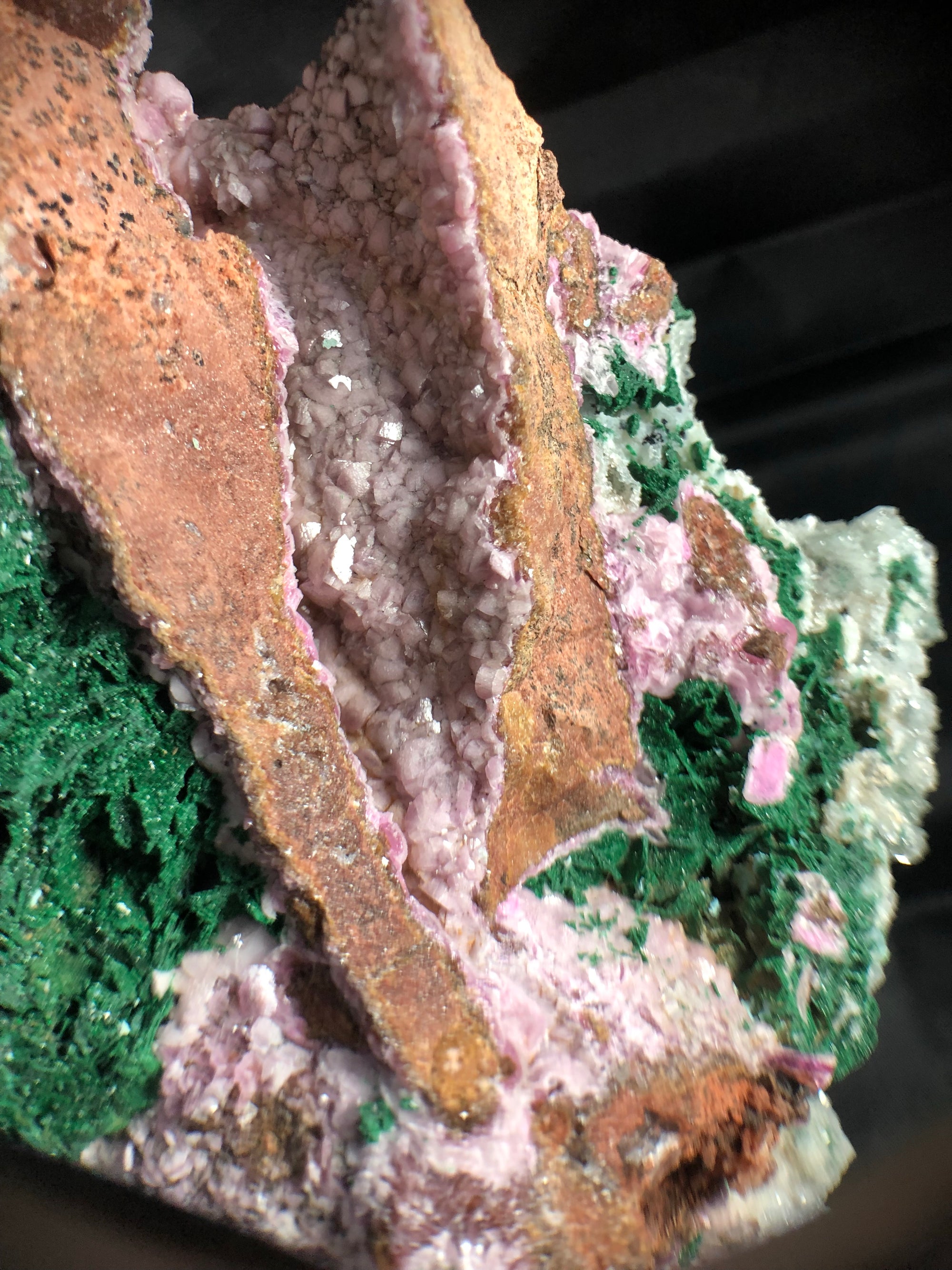 Quartz w/ Spherocobaltite and Malachite, 3.25 lbs.