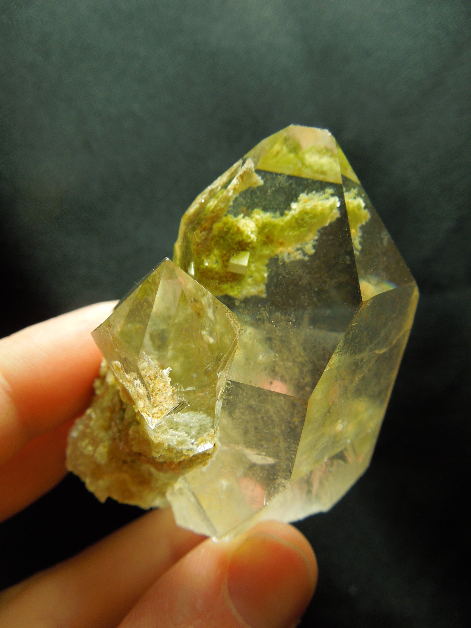 Chlorite Quartz Cluster w/ internal pyrite cube