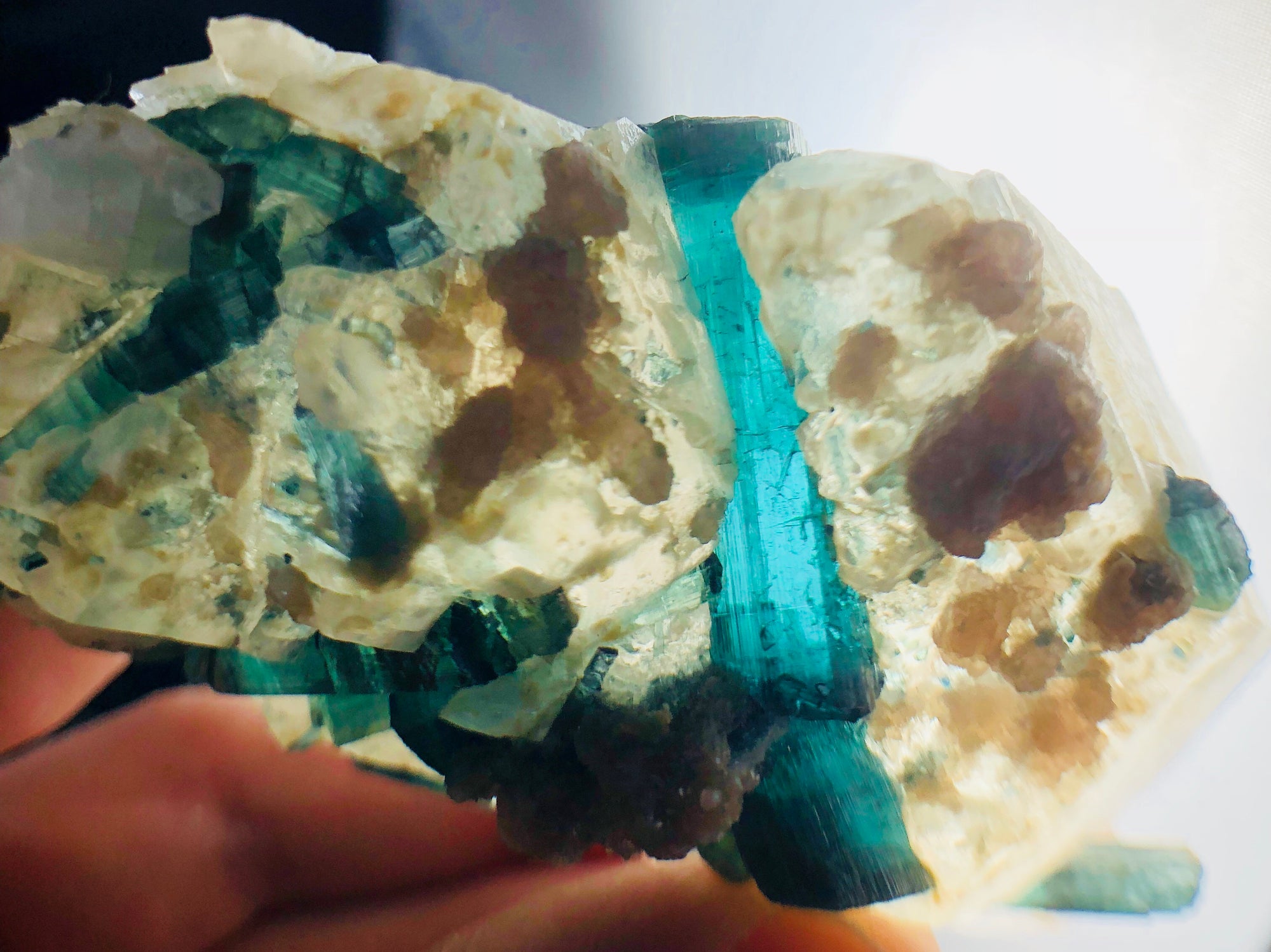 Blue Green Tourmaline (Indicolite), w/ Quartz