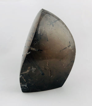 Tourmalinated smoky quartz free form