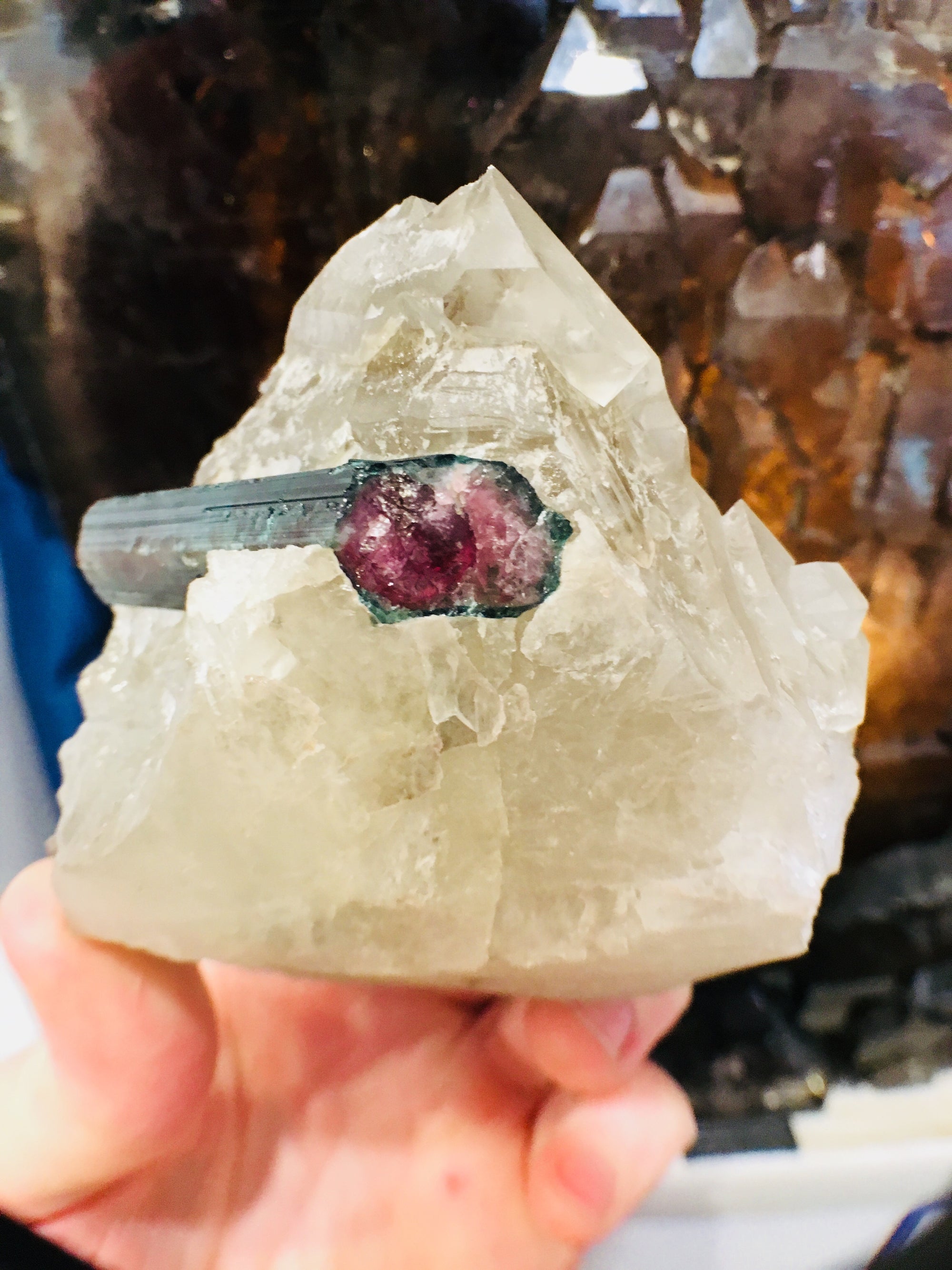 Bi-Color Tourmaline w/ Quartz