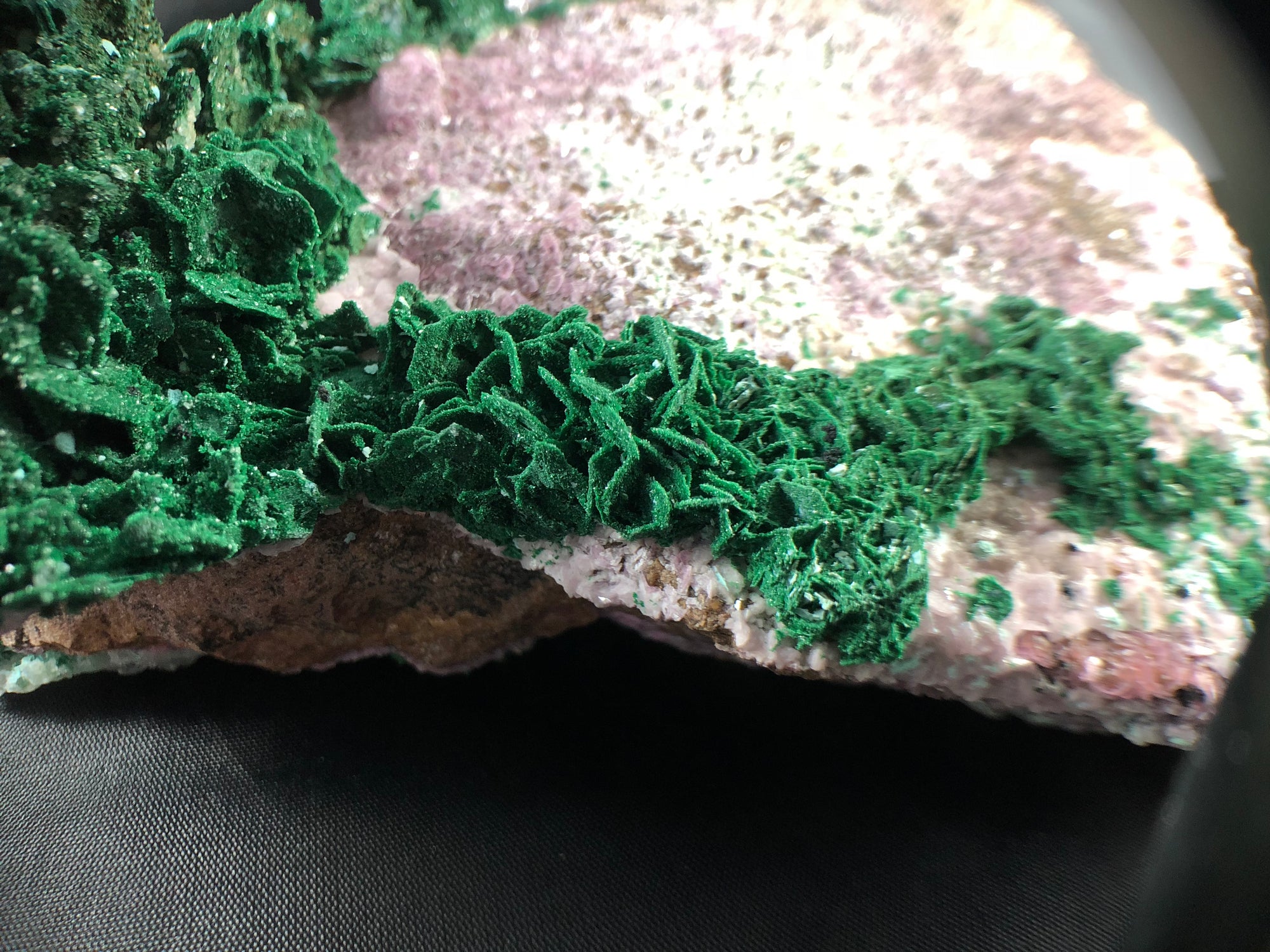 Quartz w/ Spherocobaltite and Malachite, 3.25 lbs.