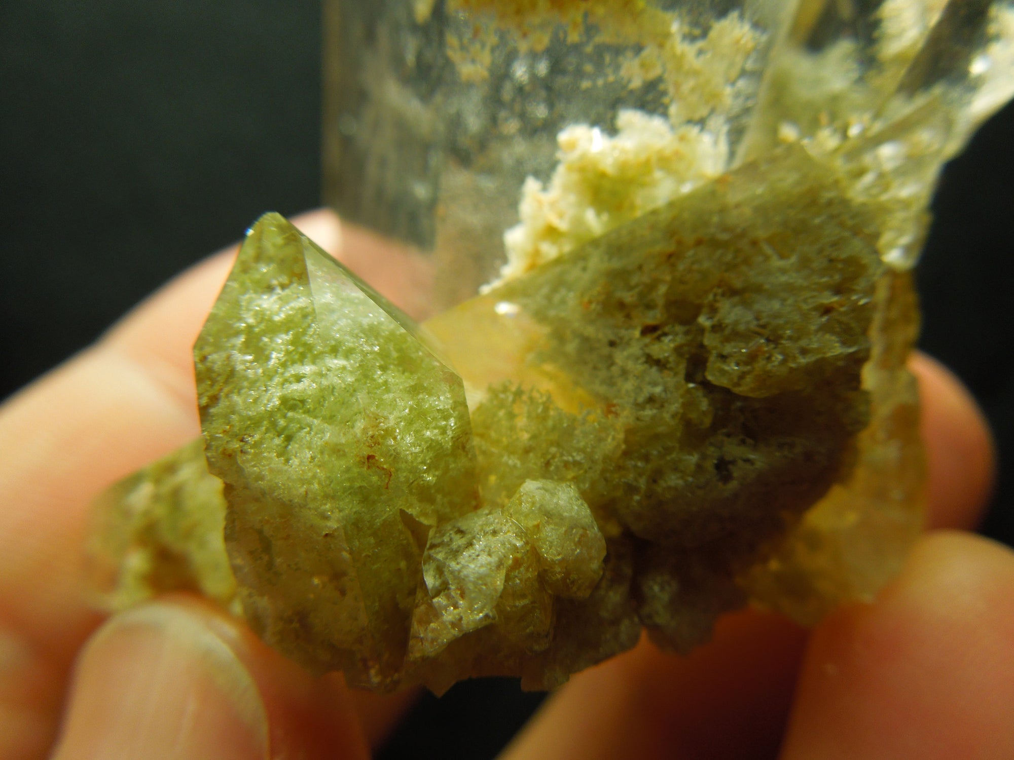 Chlorite Quartz Cluster w/ internal pyrite cube