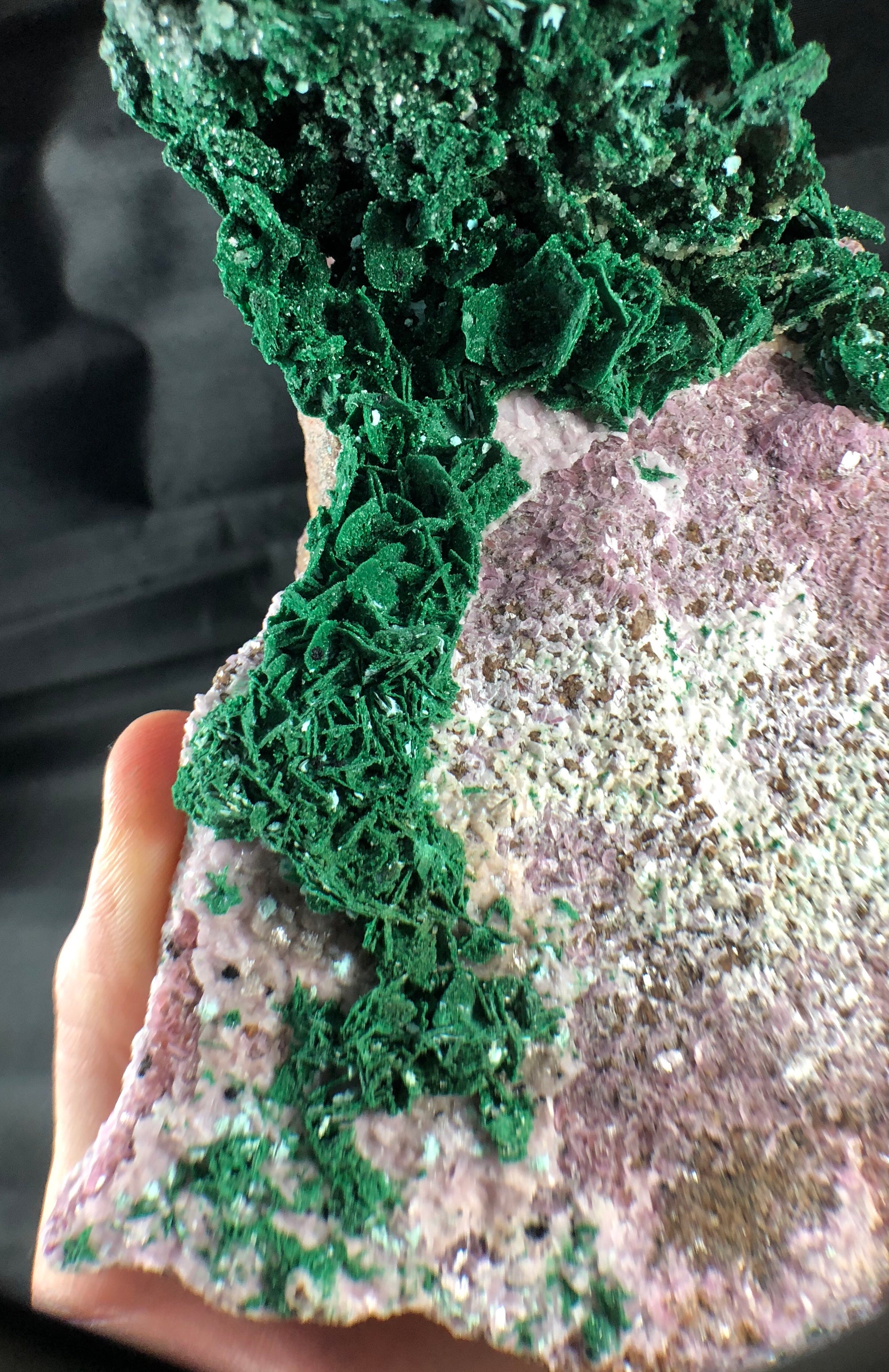 Quartz w/ Spherocobaltite and Malachite, 3.25 lbs.