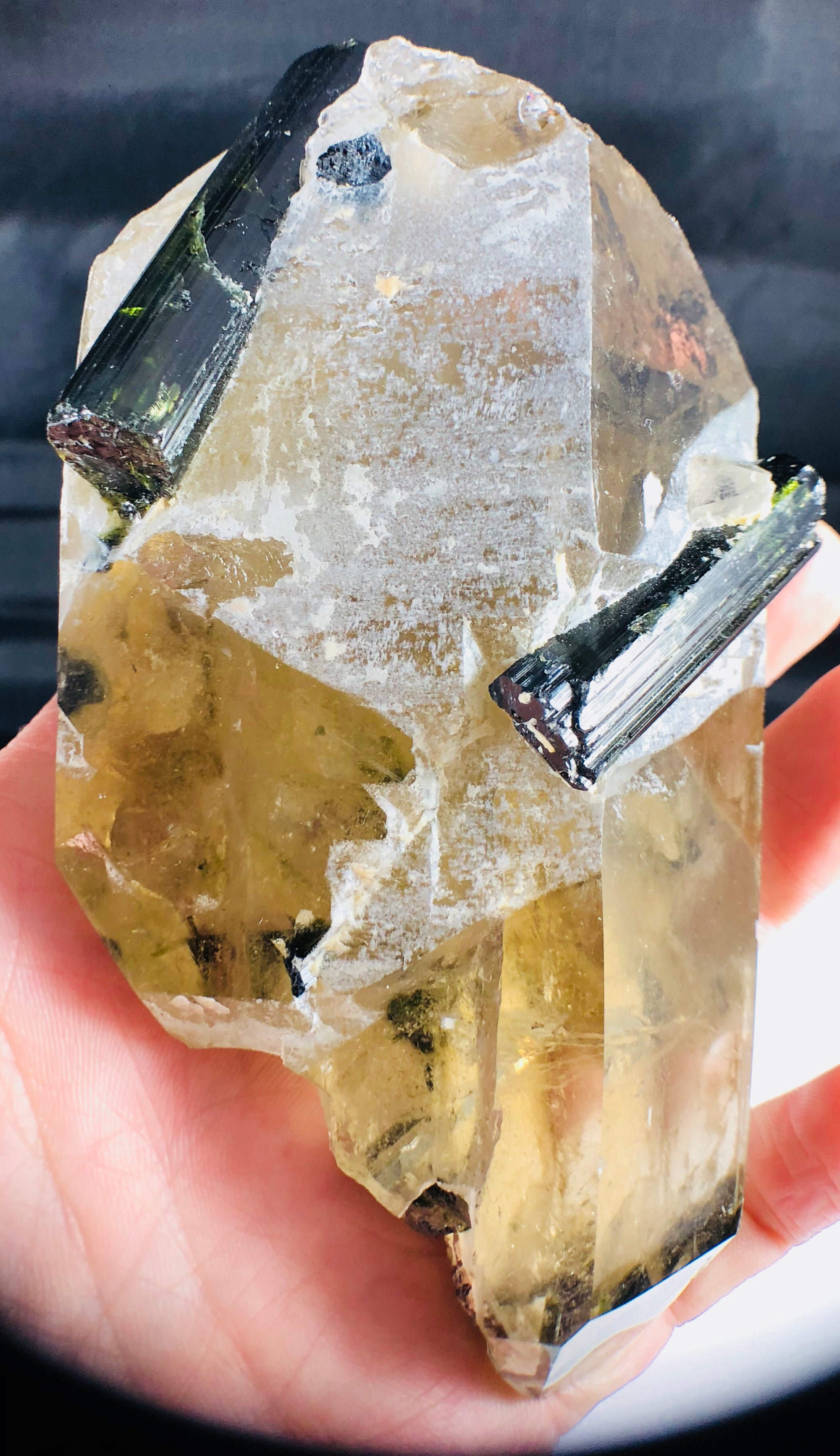 Smoky Citrine w/ Green Tourmaline