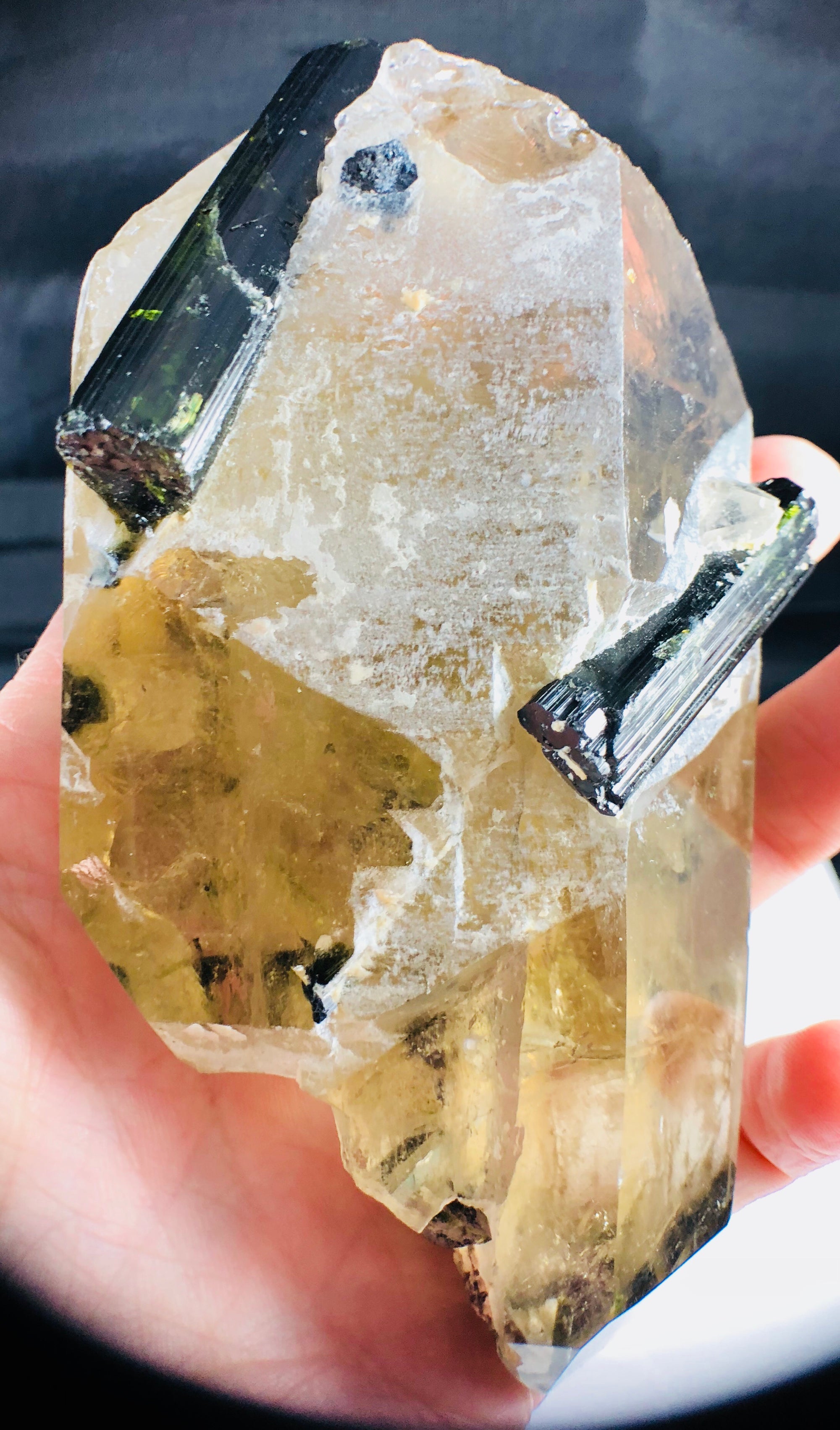 Smoky Citrine w/ Green Tourmaline