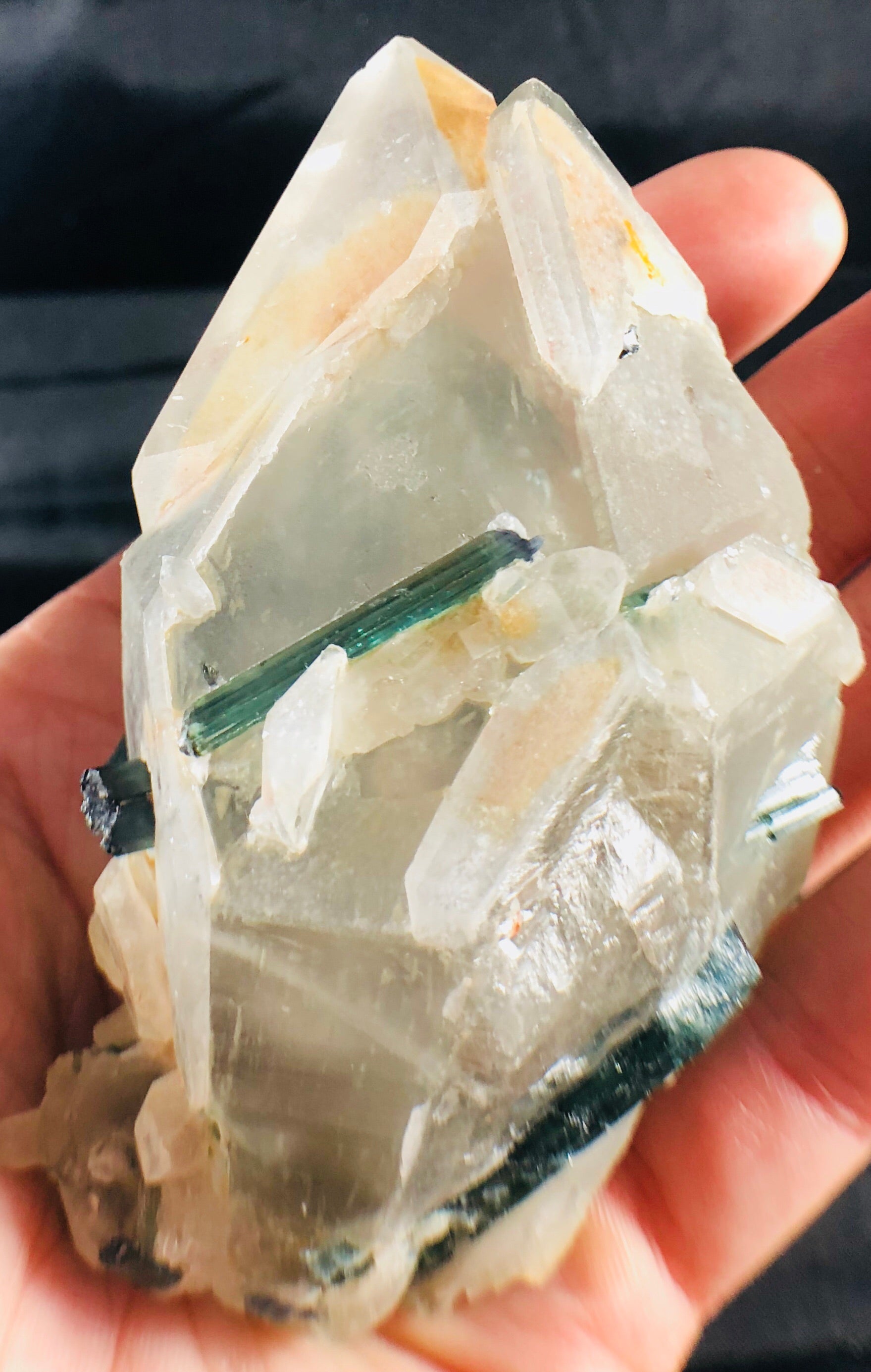 Blue Green Tourmaline (Indicolite), w/ Quartz