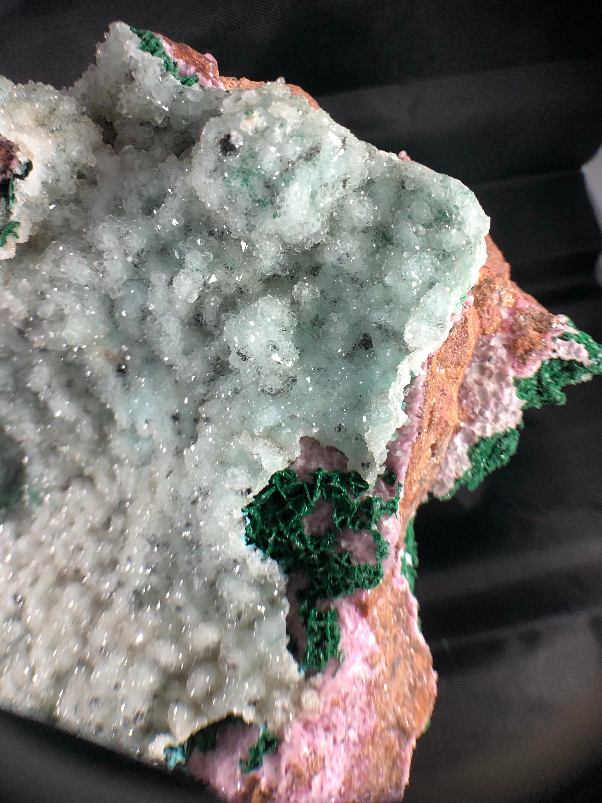 Quartz w/ Spherocobaltite and Malachite, 3.25 lbs.