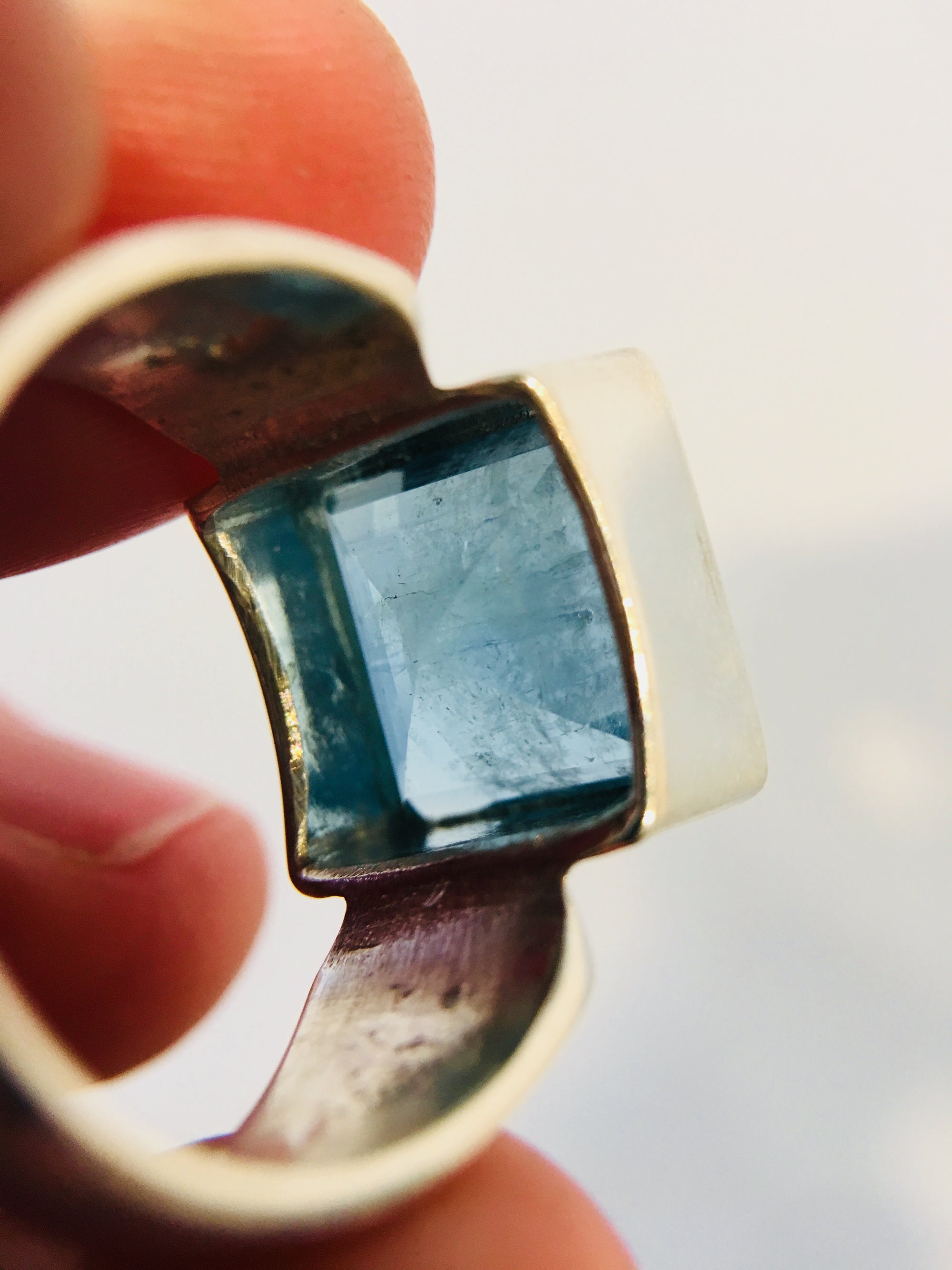 Aquamarine Faceted Ring