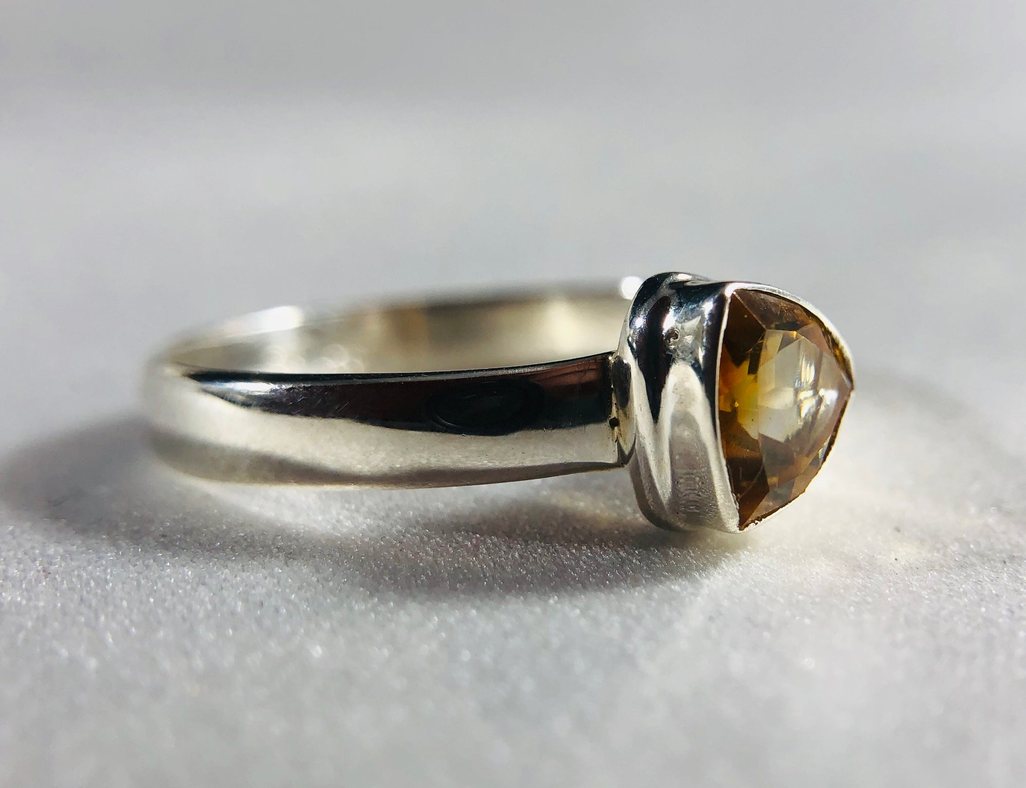 Faceted Natural Citrine Ring