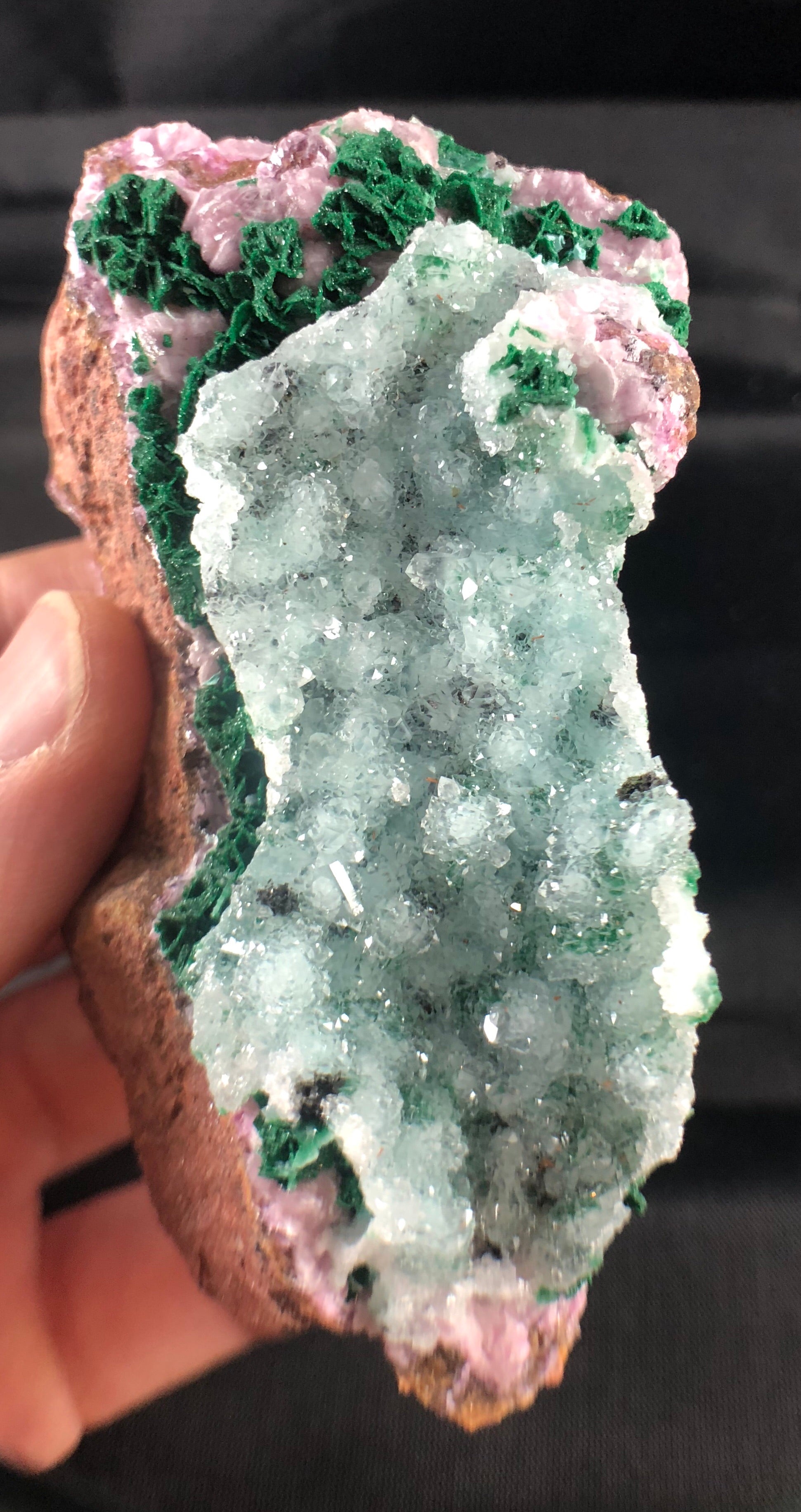 Spherocobaltite with Malachite and Quartz