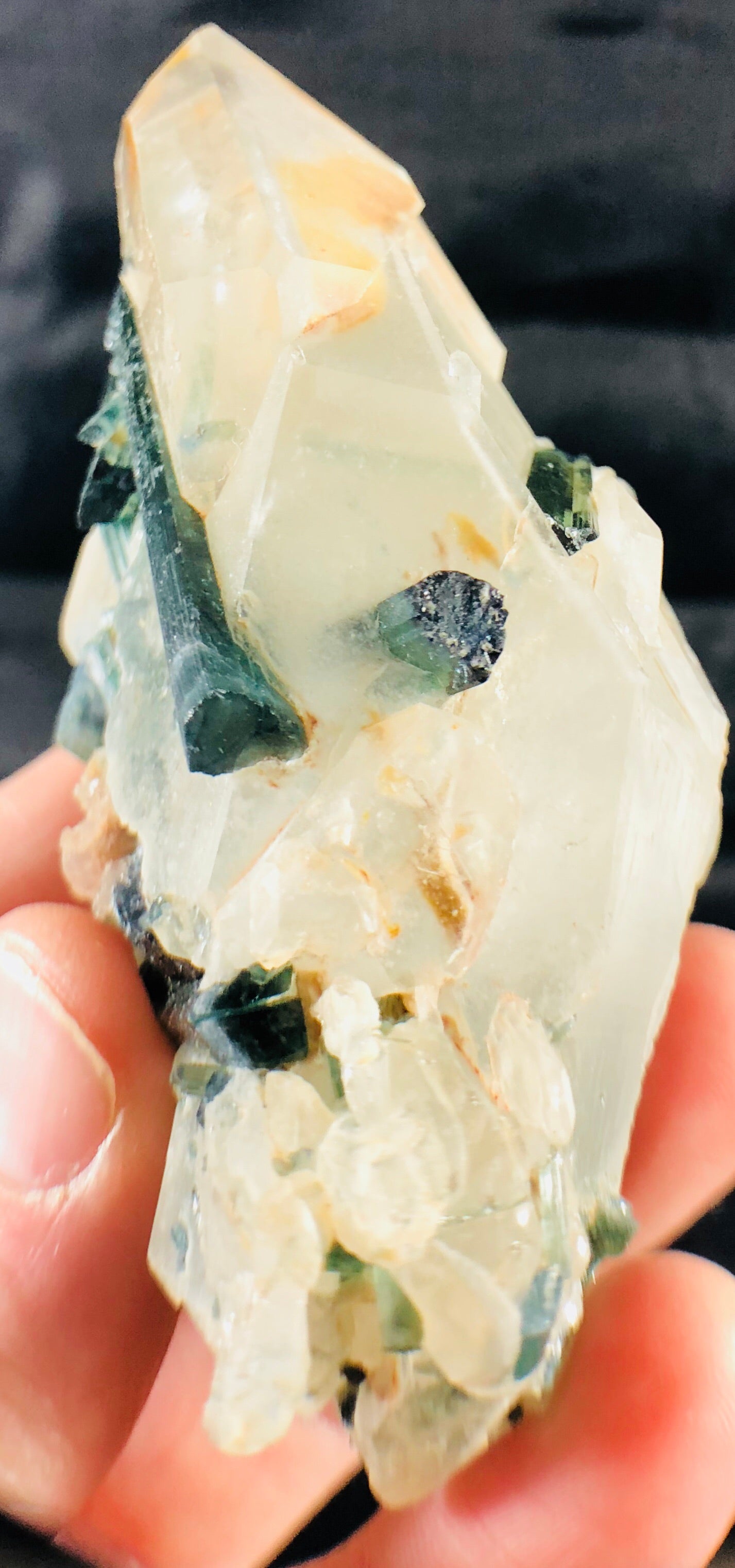 Blue Green Tourmaline (Indicolite), w/ Quartz