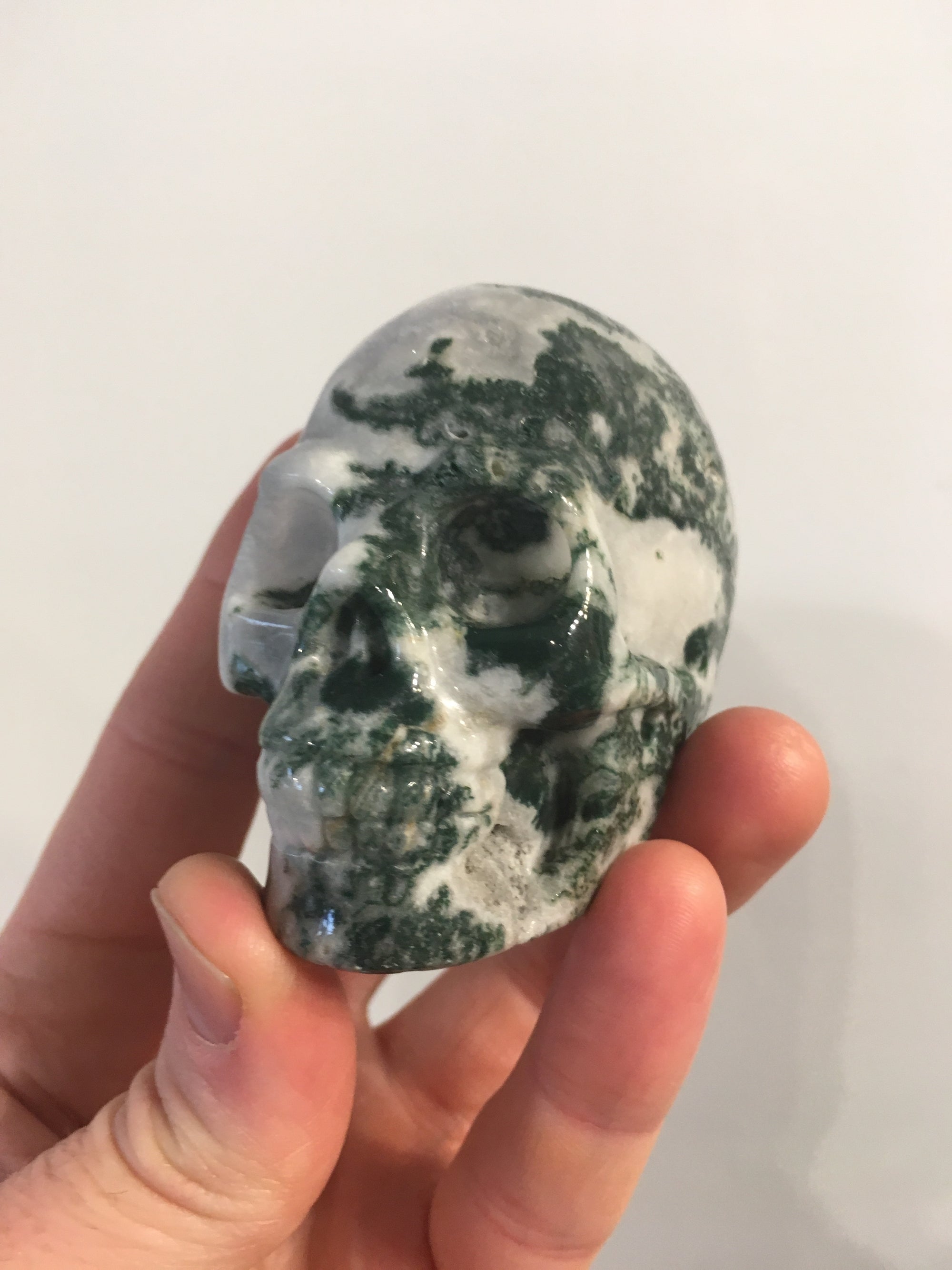 Moss Agate Skull