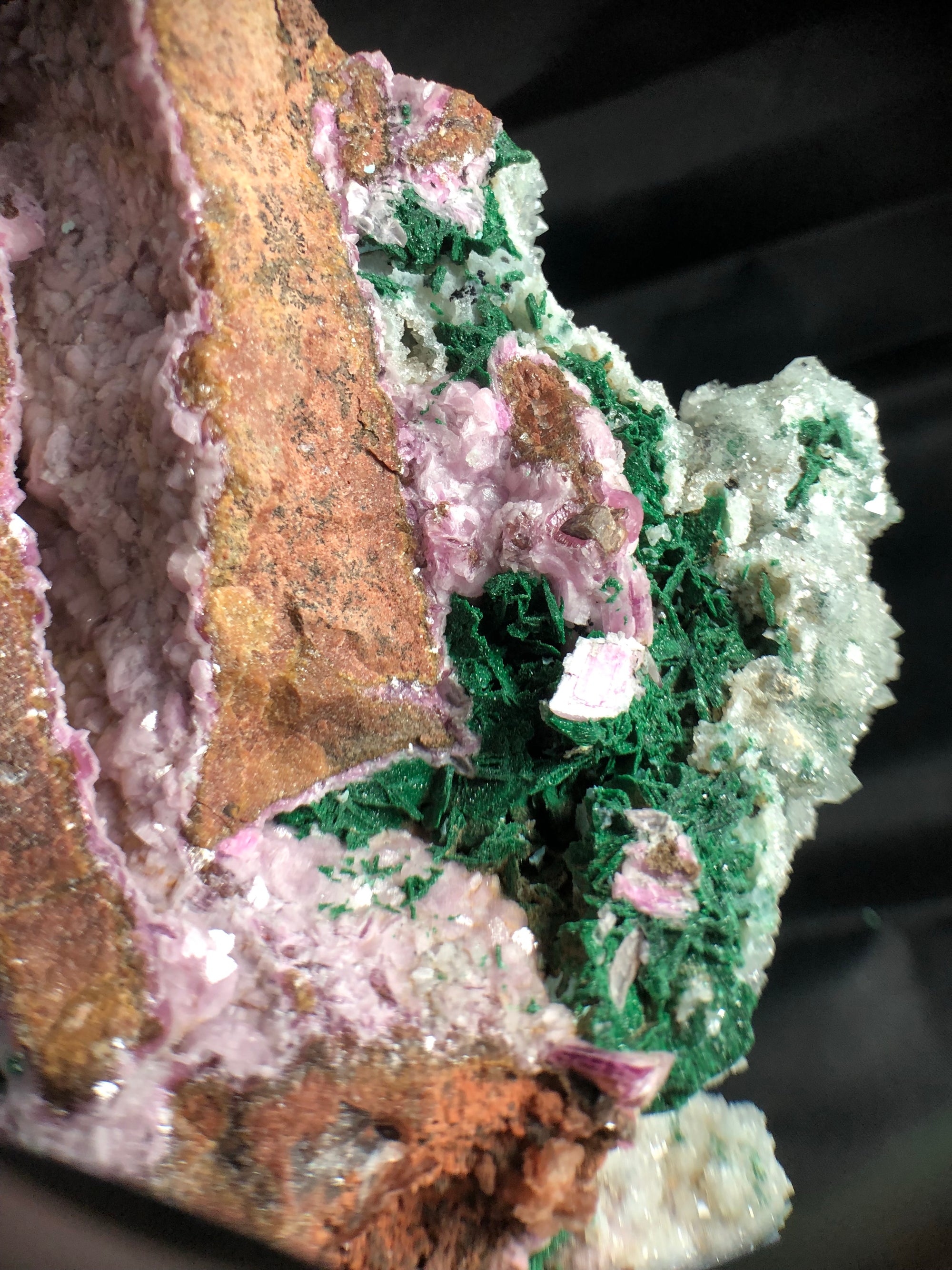 Quartz w/ Spherocobaltite and Malachite, 3.25 lbs.