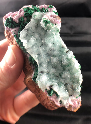 Spherocobaltite with Malachite and Quartz