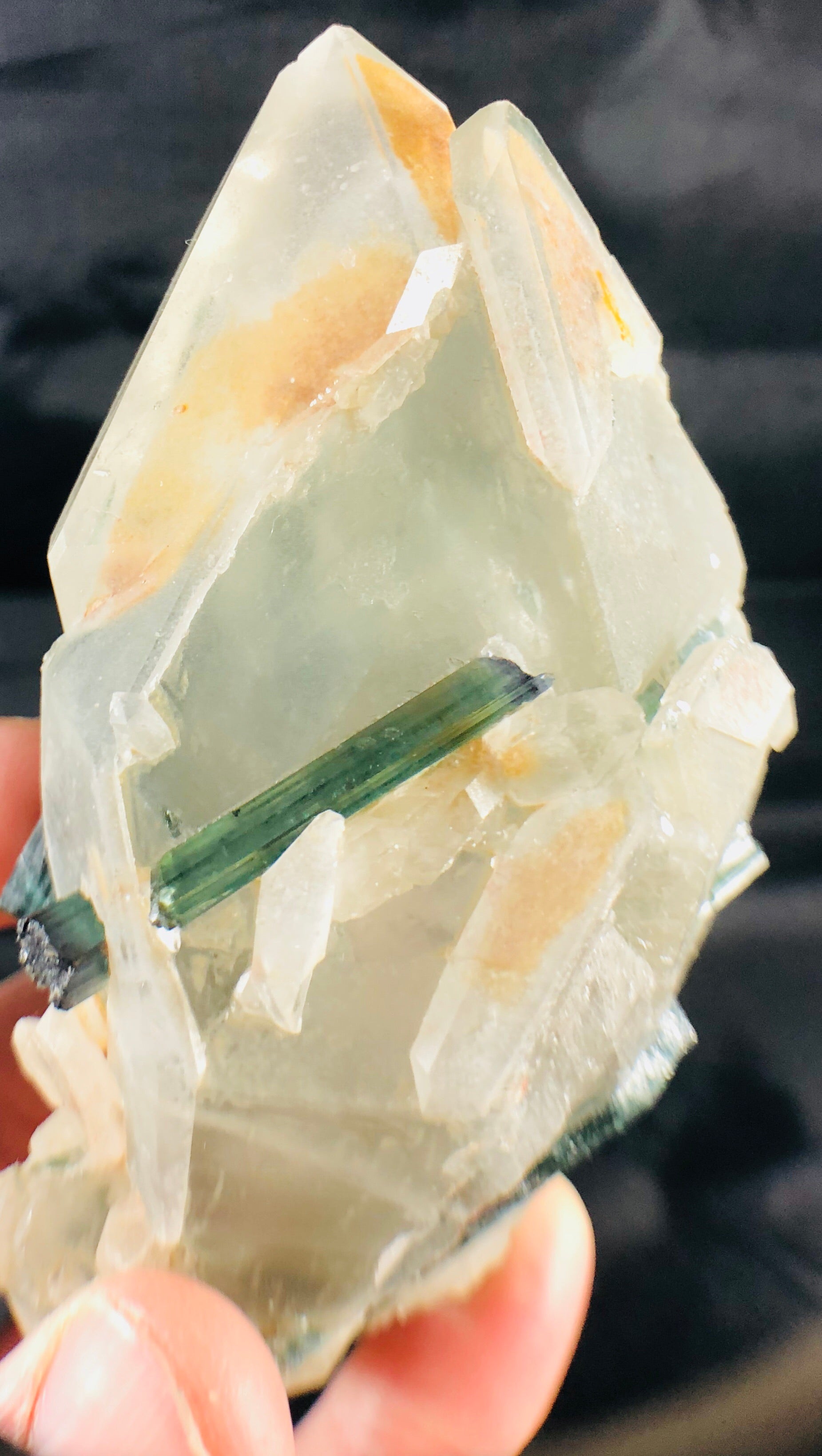 Blue Green Tourmaline (Indicolite), w/ Quartz
