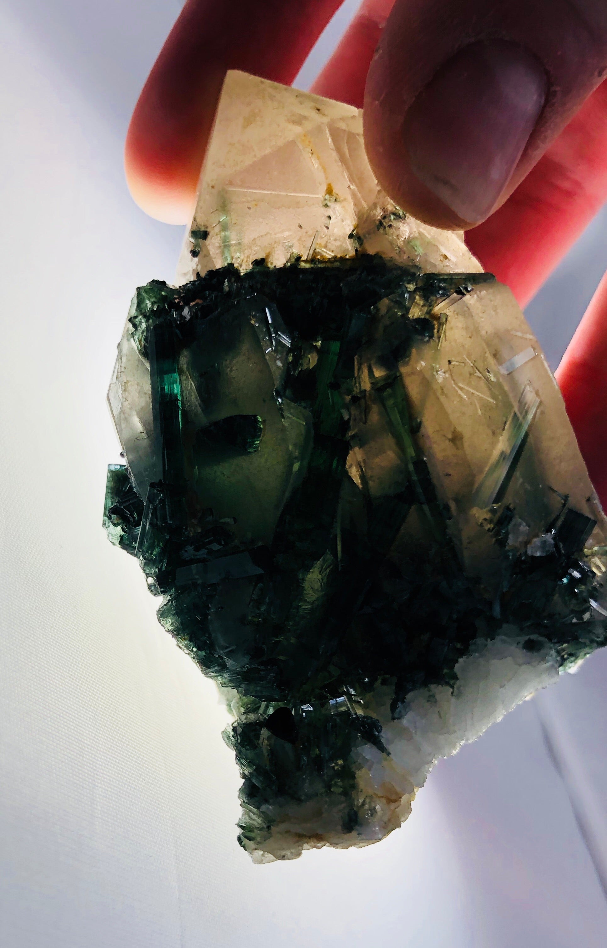 Quartz with Green Tourmaline