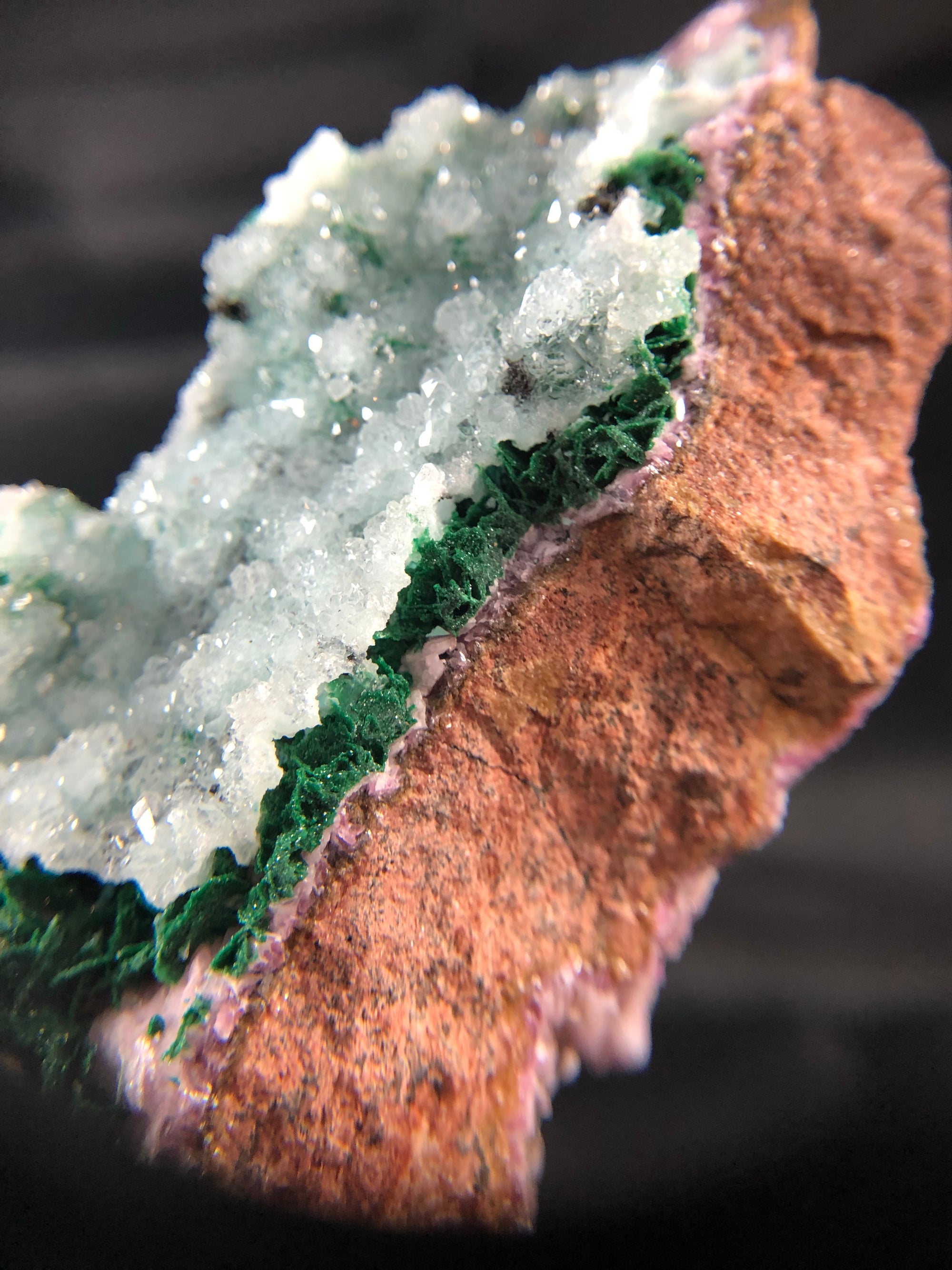 Spherocobaltite with Malachite and Quartz