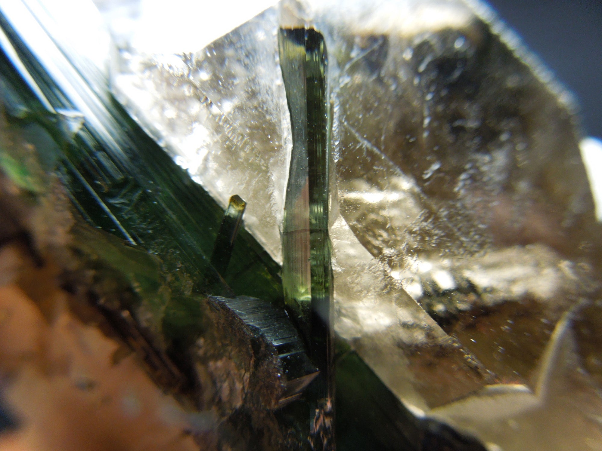 Smoky Cayhedral Quartz w/ Green Tourmaline