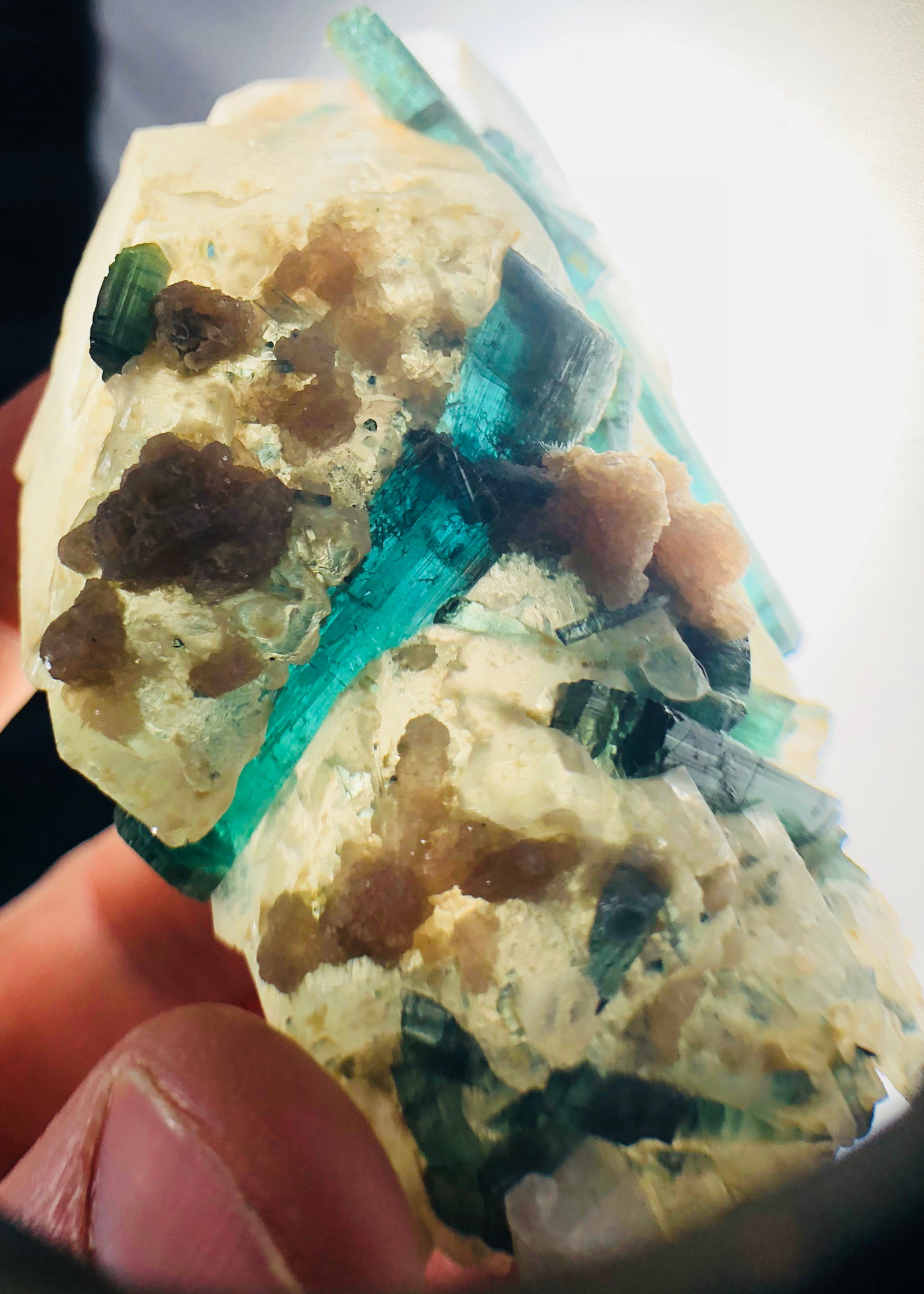 Blue Green Tourmaline (Indicolite), w/ Quartz