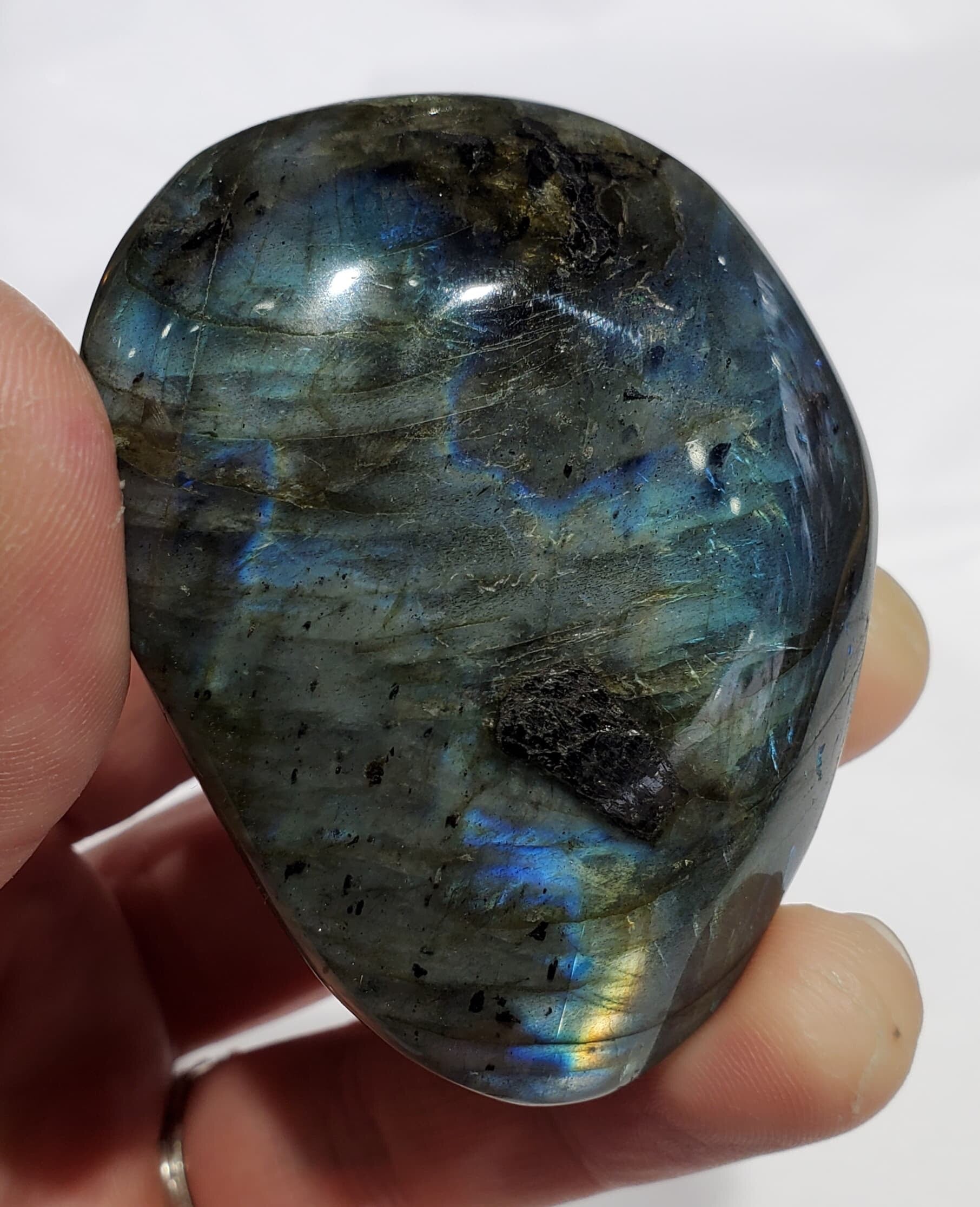 Electric Blue Labradorite Palm Stone, Madagascar