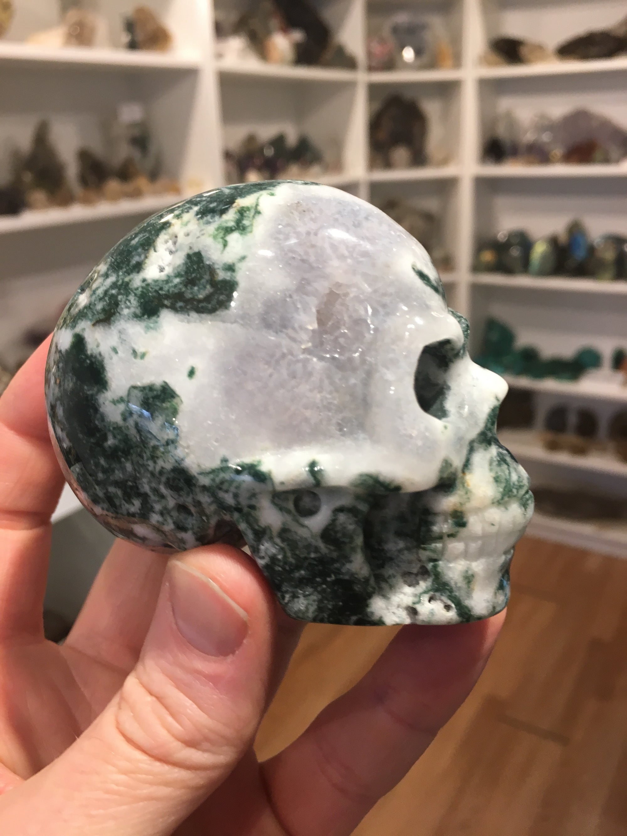 Moss Agate Skull