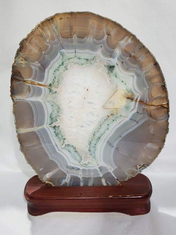 Agate Slice on Custom Wood Stand, Brasil