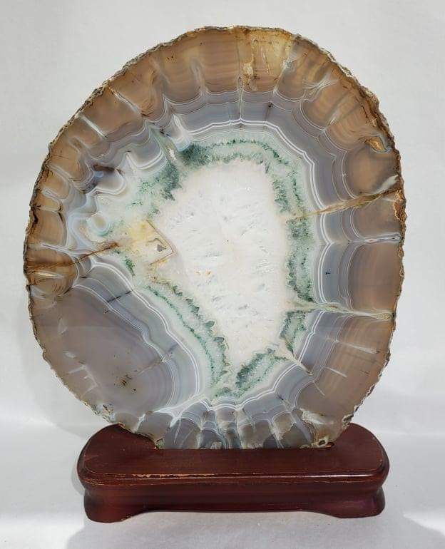 Agate Slice on Custom Wood Stand, Brasil