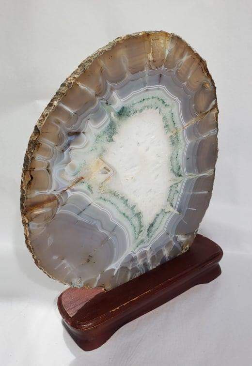 Agate Slice on Custom Wood Stand, Brasil