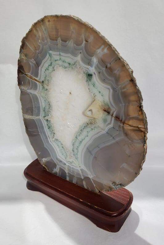 Agate Slice on Custom Wood Stand, Brasil